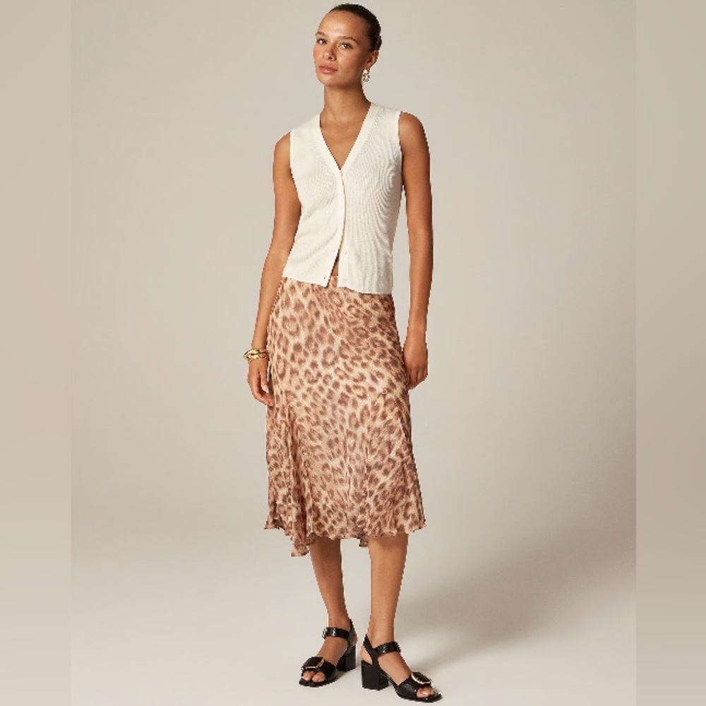 J.Crew Gwyneth flounce-hem skirt in leopard print CM779